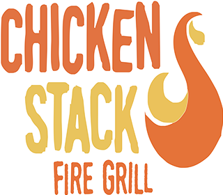 Chicken Stack Fire Grill logo – bold flame icon and vibrant lettering representing flavorful grilled chicken and fire-cooked meals.