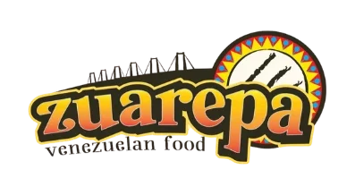 Zuarepa logo featuring traditional Latin design with bold text and a sun emblem – authentic Venezuelan food brand.
